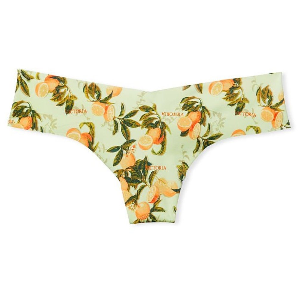 VS Oranges No-Show Thong Iced Olive Orange Splash Fruit Tropical Tropic NWT